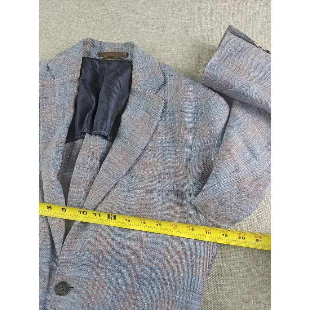 Brooks Brothers Sport Coat Mens 38 R Blue Plaid Linen Wool Itlay Half Lined